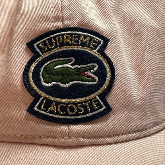 Supreme x Lacoste Pink 6-Panel Cap Unisex Adjustable Strapback Hat - Picture 3 of 12